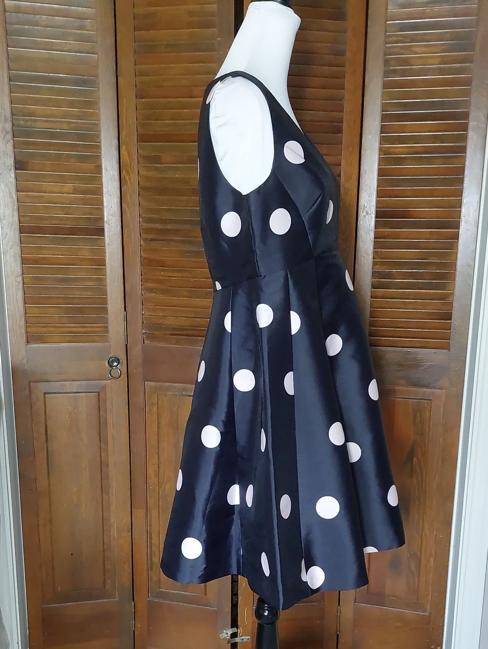 Kate Spade Spotlight V-neck Blue Navy and Pink Polka Dot Mini Dress Sz 12